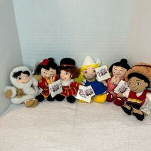Disney Store It's A Small World Mini Bean Bag Plush Set of 6